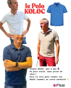 Photo du polo homme cousu d’après le patron couture KOLOC en PDF et pochette.