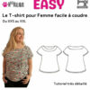 T-shirt Easy cousu à partir du patron T-shirt Easy femme, top sans manches en maille avec encolure ronde, accessible aux débutantes
