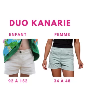 Short femme DUO-KANARIE — patron de couture Melle Malabar