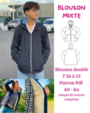 Blouson doublé mixte à capuche Kerosene porté, avec poches devant et fermeture zippée, réalisé en tissu deperlant ou impert ou softshell ou lainage