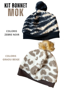 Kit couture bonnet Mok 2026 avec les fournitures pour confectionner un bonnet en tissu.